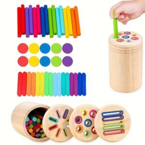 Boîte Montessori en Bois  Jeu d’Encastrement et de Tri des Couleurs