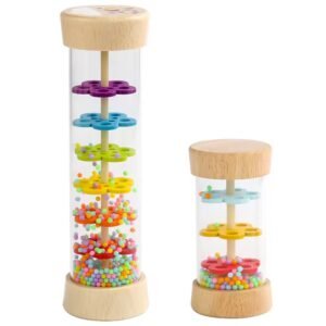 Sablier Sensoriel en Bois – Cascade de Perles Multicolores